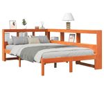 Casa si Gradina - Mobilier - Paturi si accesorii - Paturi - Pat cu biblioteca fara saltea maro 135x190 cm lemn masiv de pin - Infinity.ro