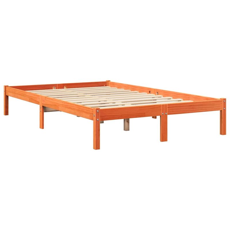 Casa si Gradina - Mobilier - Paturi si accesorii - Paturi - Pat cu biblioteca fara saltea maro 135x190 cm lemn masiv de pin - Infinity.ro