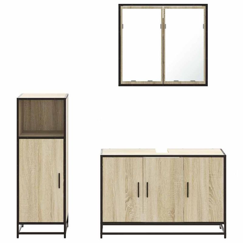 Casa si Gradina - Mobilier - Seturi de mobilier - Seturi baie - Set mobilier de baie, 3 piese, stejar sonoma, lemn prelucrat - Infinity.ro