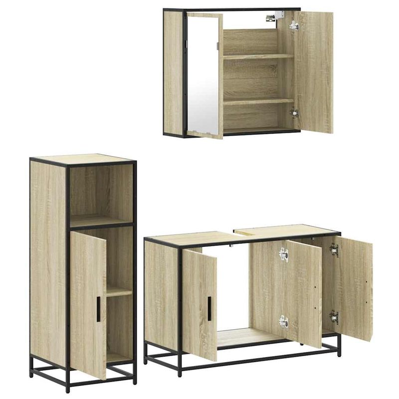 Casa si Gradina - Mobilier - Seturi de mobilier - Seturi baie - Set mobilier de baie, 3 piese, stejar sonoma, lemn prelucrat - Infinity.ro
