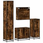 Casa si Gradina - Mobilier - Seturi de mobilier - Seturi baie - Set de mobilier de baie 4 piese Lemn prelucrat de stejar afumat - Infinity.ro