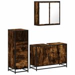 Casa si Gradina - Mobilier - Seturi de mobilier - Seturi baie - Set mobilier de baie, 3 piese, stejar fumuriu, lemn prelucrat - Infinity.ro