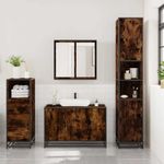 Casa si Gradina - Mobilier - Seturi de mobilier - Seturi baie - Set mobilier de baie, 3 piese, stejar fumuriu, lemn prelucrat - Infinity.ro