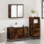 Casa si Gradina - Mobilier - Seturi de mobilier - Seturi baie - Set mobilier de baie, 3 piese, stejar fumuriu, lemn prelucrat - Infinity.ro