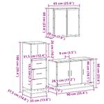 Casa si Gradina - Mobilier - Seturi de mobilier - Seturi baie - Set mobilier de baie, 3 piese, stejar fumuriu, lemn prelucrat - Infinity.ro
