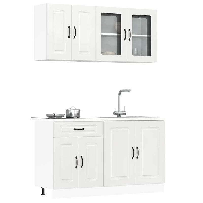Casa si Gradina - Mobilier - Comode si corpuri - Corpuri bucatarie - Set dulap de bucatarie 4 piese „Kalmar” alb lucios Lemn - Infinity.ro