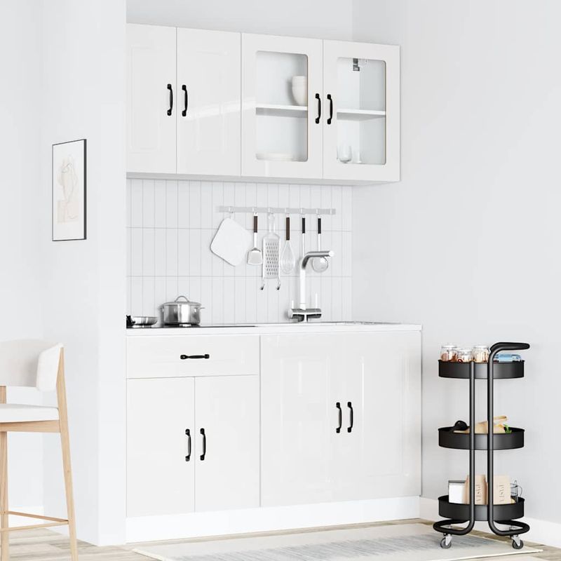 Casa si Gradina - Mobilier - Comode si corpuri - Corpuri bucatarie - Set dulap de bucatarie 4 piese „Kalmar” alb lucios Lemn - Infinity.ro