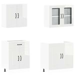 Casa si Gradina - Mobilier - Comode si corpuri - Corpuri bucatarie - Set dulap de bucatarie 4 piese „Kalmar” alb lucios Lemn - Infinity.ro