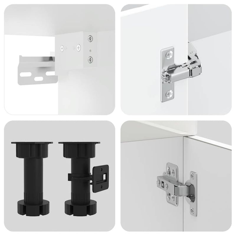Casa si Gradina - Mobilier - Comode si corpuri - Corpuri bucatarie - Set dulap de bucatarie 4 piese „Kalmar” alb lucios Lemn - Infinity.ro