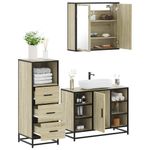 Casa si Gradina - Mobilier - Seturi de mobilier - Seturi baie - Set mobilier de baie, 3 piese, stejar sonoma, lemn prelucrat - Infinity.ro