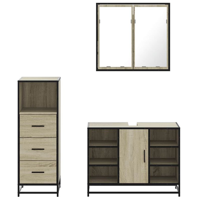 Casa si Gradina - Mobilier - Seturi de mobilier - Seturi baie - Set mobilier de baie, 3 piese, stejar sonoma, lemn prelucrat - Infinity.ro