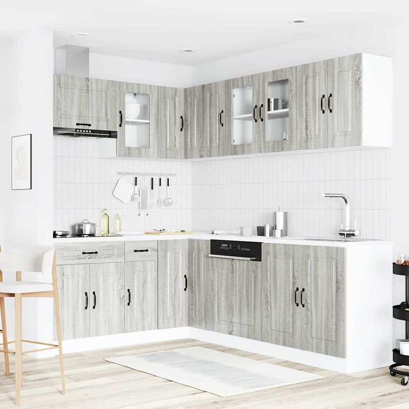 Casa si Gradina - Mobilier - Comode si corpuri - Corpuri bucatarie - Set de dulapuri de bucatarie 11 piese „Kalmar” lemn Sonoma gri - Infinity.ro