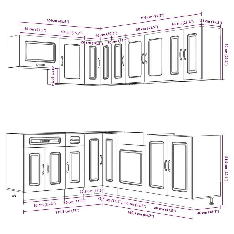 Casa si Gradina - Mobilier - Comode si corpuri - Corpuri bucatarie - Set de dulapuri de bucatarie 11 piese „Kalmar” lemn Sonoma gri - Infinity.ro