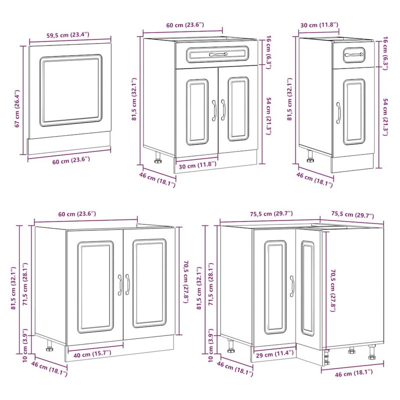 Casa si Gradina - Mobilier - Comode si corpuri - Corpuri bucatarie - Set de dulapuri de bucatarie 11 piese „Kalmar” lemn Sonoma gri - Infinity.ro