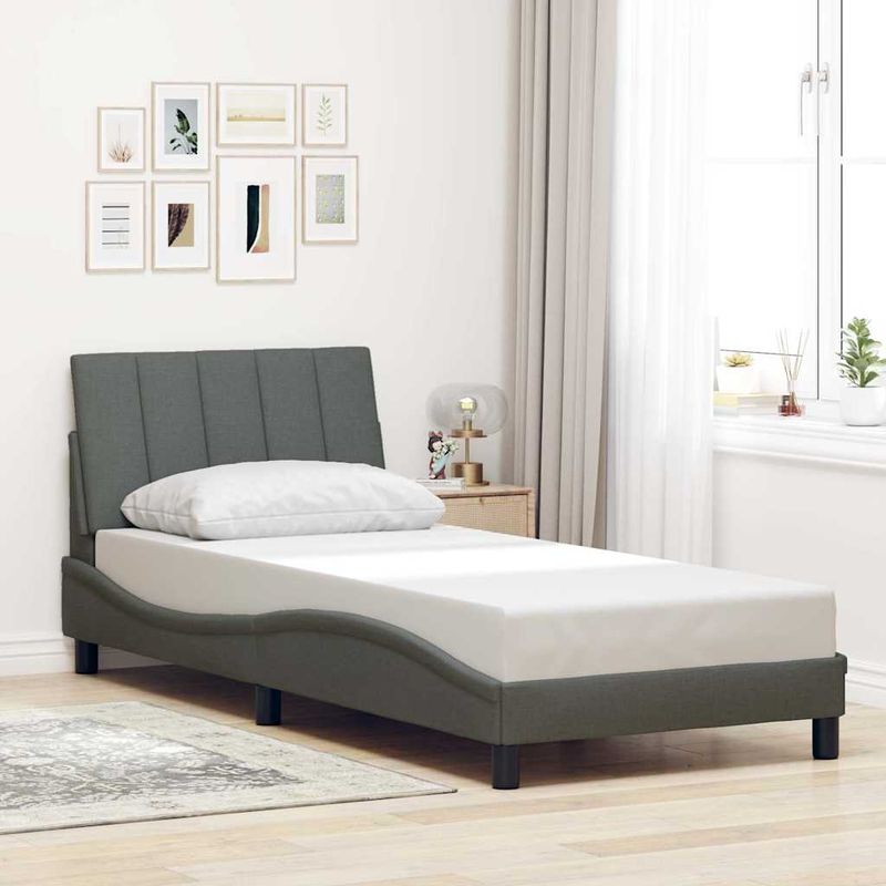 Casa si Gradina - Mobilier - Paturi si accesorii - Paturi - Cadru de pat fara saltea, gri inchis, 80x200 cm, textil - Infinity.ro