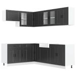 Casa si Gradina - Mobilier - Comode si corpuri - Corpuri bucatarie - Set dulap de bucatarie 11 piese „Porto” lemn negru prelucrat - Infinity.ro