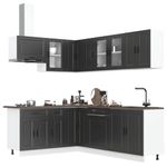 Casa si Gradina - Mobilier - Comode si corpuri - Corpuri bucatarie - Set dulap de bucatarie 11 piese „Porto” lemn negru prelucrat - Infinity.ro