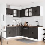 Casa si Gradina - Mobilier - Comode si corpuri - Corpuri bucatarie - Set dulap de bucatarie 11 piese „Porto” lemn negru prelucrat - Infinity.ro