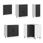Casa si Gradina - Mobilier - Comode si corpuri - Corpuri bucatarie - Set dulap de bucatarie 11 piese „Porto” lemn negru prelucrat - Infinity.ro