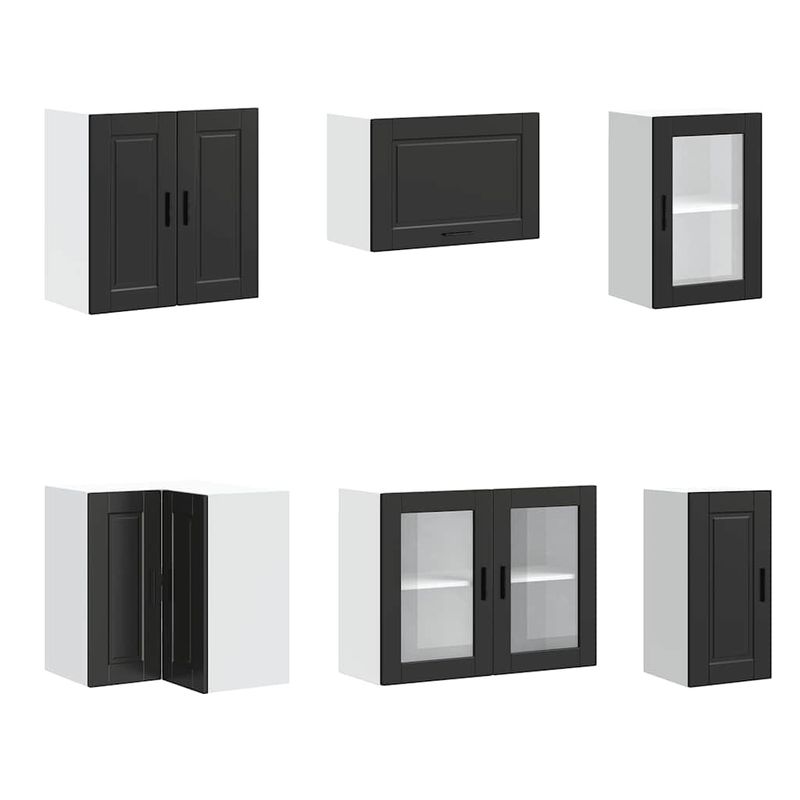 Casa si Gradina - Mobilier - Comode si corpuri - Corpuri bucatarie - Set dulap de bucatarie 11 piese „Porto” lemn negru prelucrat - Infinity.ro