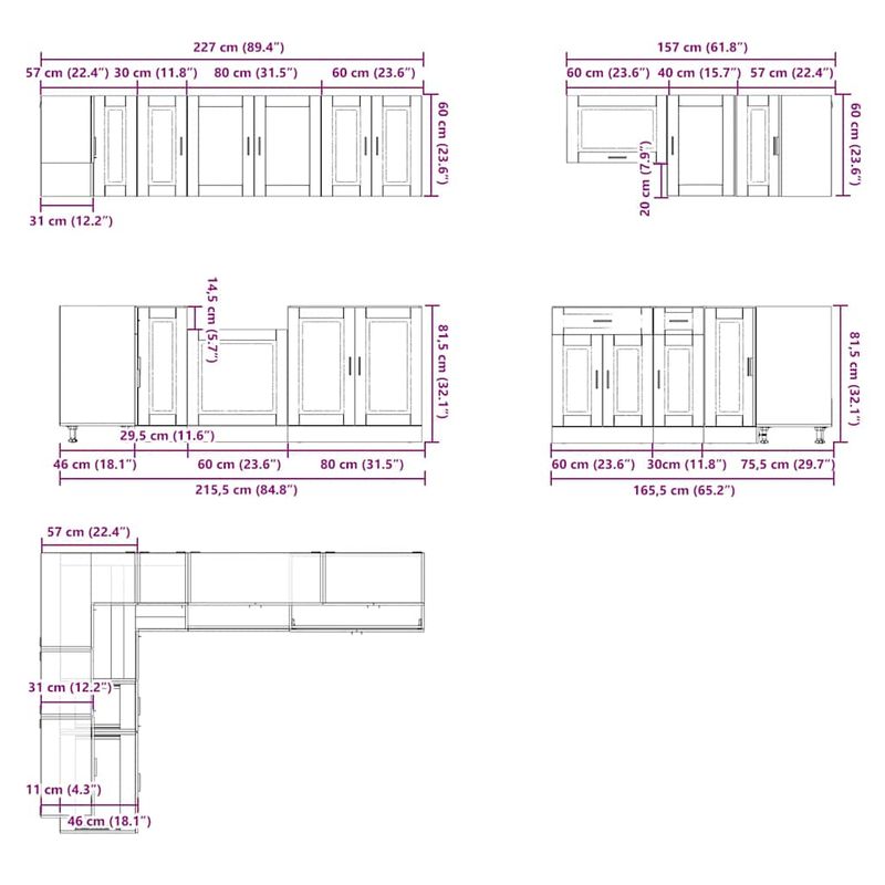 Casa si Gradina - Mobilier - Comode si corpuri - Corpuri bucatarie - Set dulap de bucatarie 11 piese „Porto” lemn negru prelucrat - Infinity.ro