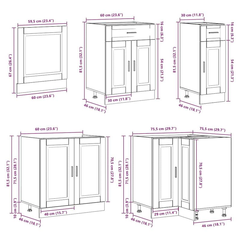 Casa si Gradina - Mobilier - Comode si corpuri - Corpuri bucatarie - Set dulap de bucatarie 11 piese „Porto” lemn negru prelucrat - Infinity.ro