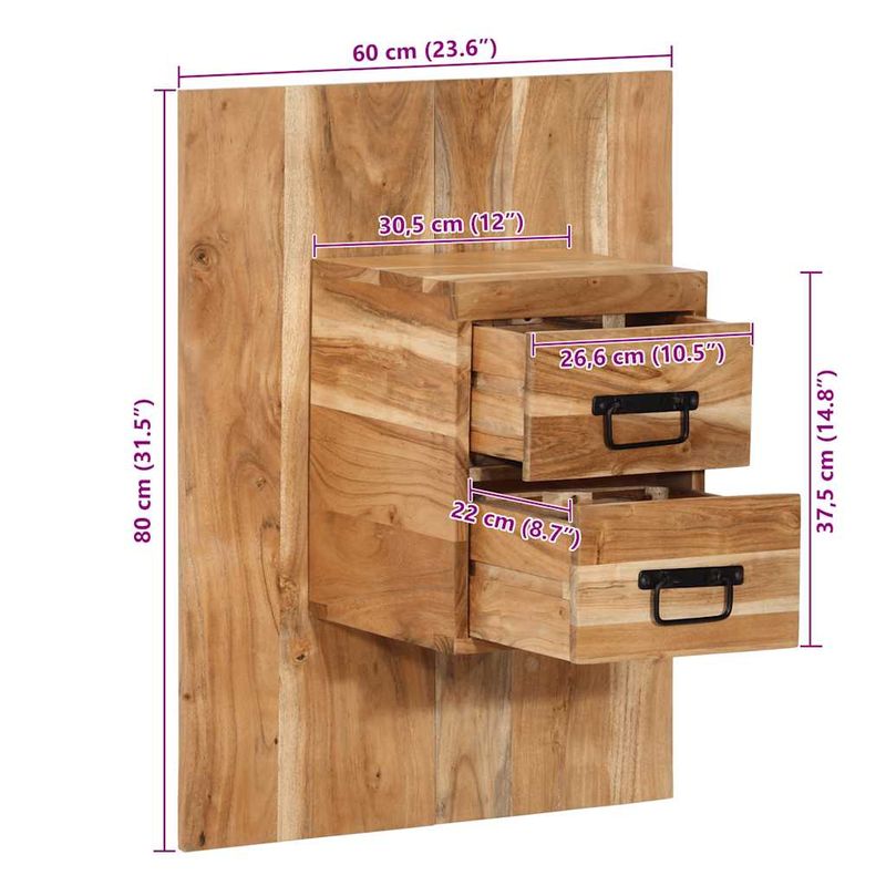 Casa si Gradina - Mobilier - Comode si corpuri - Noptiere - Noptiera, 60x32x80 cm, lemn masiv de acacia - Infinity.ro