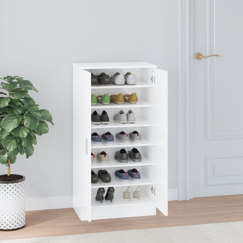 Casa si Gradina - Mobilier - Organizare si depozitare - Organizator incaltaminte - Pantofar, alb extralucios, 55x35x108 cm, lemn prelucrat - Infinity.ro