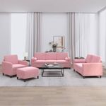 Casa si Gradina - Mobilier - Seturi de mobilier - Seturi living - Set canapea cu perne, 4 piese, roz, catifea - Infinity.ro