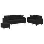 Casa si Gradina - Mobilier - Seturi de mobilier - Seturi living - Set de canapele cu perne, 3 piese, negru, microfibra - Infinity.ro