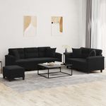 Casa si Gradina - Mobilier - Seturi de mobilier - Seturi living - Set de canapele cu perne, 3 piese, negru, microfibra - Infinity.ro
