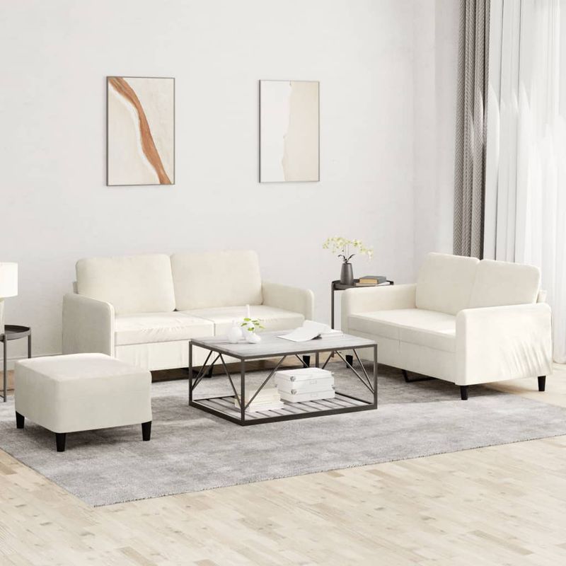 Casa si Gradina - Mobilier - Seturi de mobilier - Seturi living - Set de canapele, 3 piese, crem, catifea - Infinity.ro
