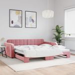 Casa si Gradina - Mobilier - Paturi si accesorii - Paturi - Pat de zi cu extensie, roz, 100x200 cm, catifea - Infinity.ro