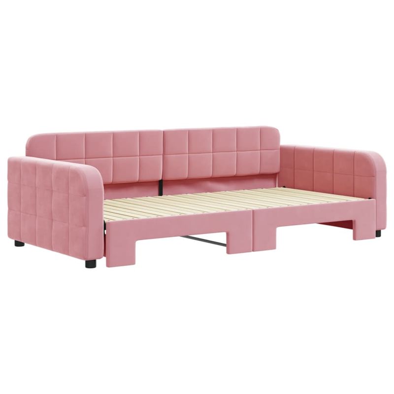 Casa si Gradina - Mobilier - Paturi si accesorii - Paturi - Pat de zi cu extensie, roz, 100x200 cm, catifea - Infinity.ro