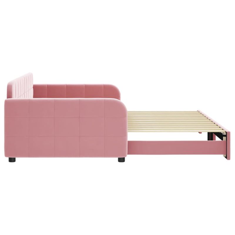 Casa si Gradina - Mobilier - Paturi si accesorii - Paturi - Pat de zi cu extensie, roz, 100x200 cm, catifea - Infinity.ro