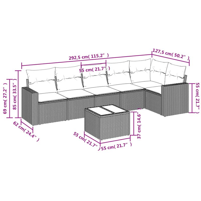 Casa si Gradina - Gradina si terasa - Mobilier exterior - Seturi mobila gradina - Set canapele de gradina cu perne, 7 piese, maro, poliratan - Infinity.ro