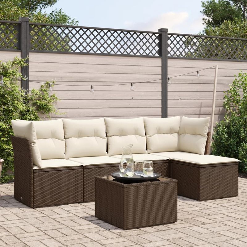 Casa si Gradina - Gradina si terasa - Mobilier exterior - Seturi mobila gradina - Set canapele de gradina cu perne, 6 piese, maro, poliratan - Infinity.ro