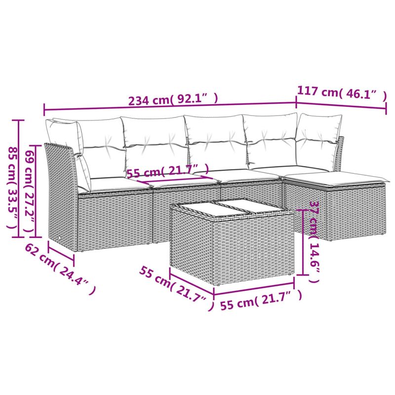 Casa si Gradina - Gradina si terasa - Mobilier exterior - Seturi mobila gradina - Set canapele de gradina cu perne, 6 piese, maro, poliratan - Infinity.ro