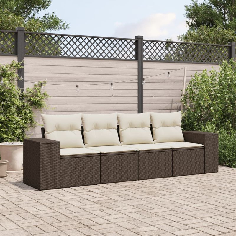 Casa si Gradina - Gradina si terasa - Mobilier exterior - Seturi mobila gradina - Set canapele de gradina, 4 piese, cu perne, maro poliratan maro - Infinity.ro