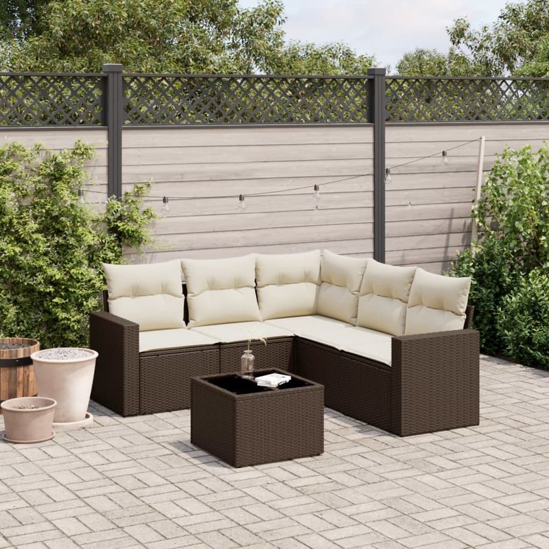 Casa si Gradina - Gradina si terasa - Mobilier exterior - Seturi mobila gradina - Set canapele de gradina cu perne, 6 piese, maro, poliratan - Infinity.ro