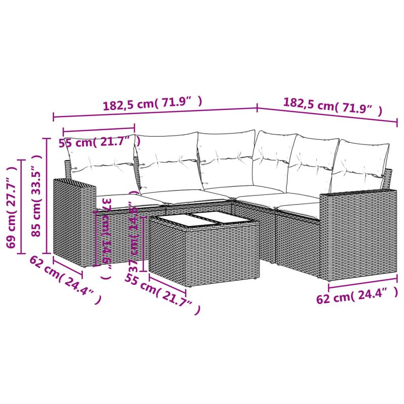 Casa si Gradina - Gradina si terasa - Mobilier exterior - Seturi mobila gradina - Set canapele de gradina cu perne, 6 piese, maro, poliratan - Infinity.ro