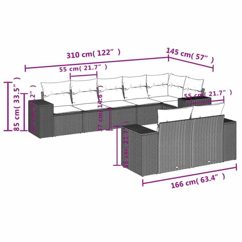 Casa si Gradina - Gradina si terasa - Mobilier exterior - Seturi mobila gradina - Set canapele de gradina cu perne, 8 piese, maro, poliratan - Infinity.ro