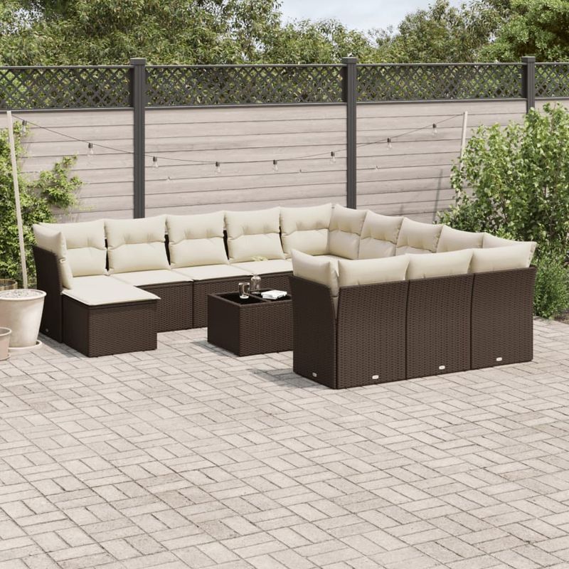 Casa si Gradina - Gradina si terasa - Mobilier exterior - Seturi mobila gradina - Set canapele de gradina cu perne, 13 piese, maro, poliratan - Infinity.ro