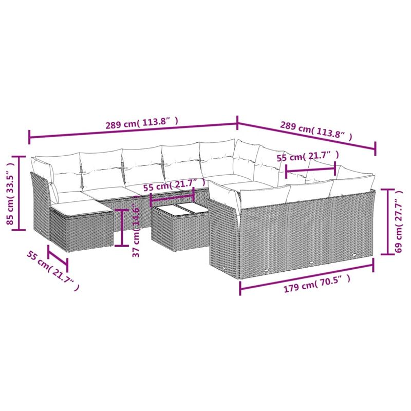 Casa si Gradina - Gradina si terasa - Mobilier exterior - Seturi mobila gradina - Set canapele de gradina cu perne, 13 piese, maro, poliratan - Infinity.ro