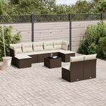 Casa si Gradina - Gradina si terasa - Mobilier exterior - Seturi mobila gradina - Set canapele de gradina cu perne, 10 piese, maro, poliratan - Infinity.ro