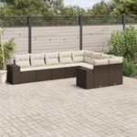 Casa si Gradina - Gradina si terasa - Mobilier exterior - Seturi mobila gradina - Set canapele de gradina cu perne, 9 piese, maro, poliratan - Infinity.ro