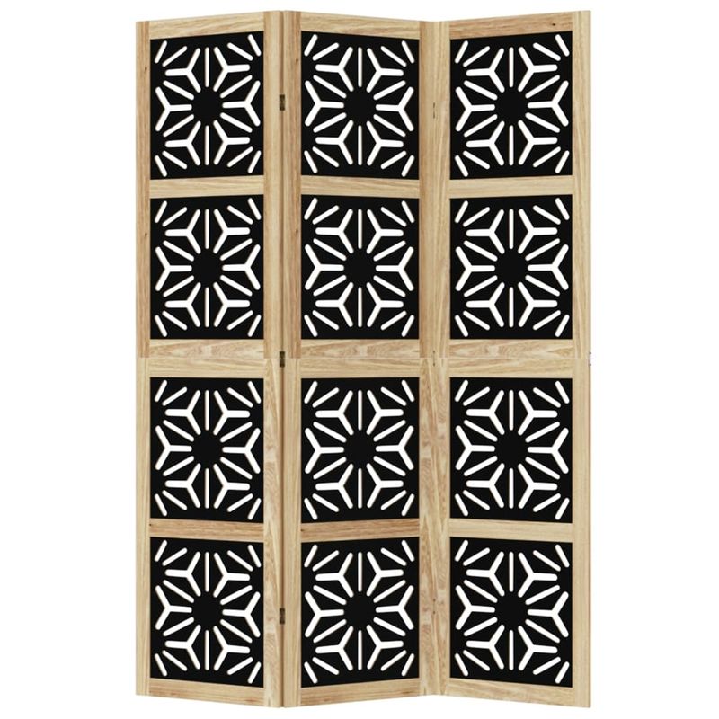 Casa si Gradina - Decoratiuni - Pereti despartitori si paravane - Paravan de camera, 3 panouri, maro/negru, lemn masiv paulownia, mărime 40x160 cm - Infinity.ro