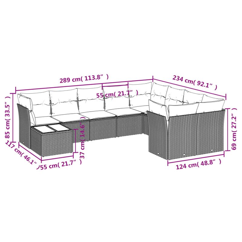 Casa si Gradina - Gradina si terasa - Mobilier exterior - Seturi mobila gradina - Set canapele de gradina cu perne, 10 piese, maro, poliratan - Infinity.ro