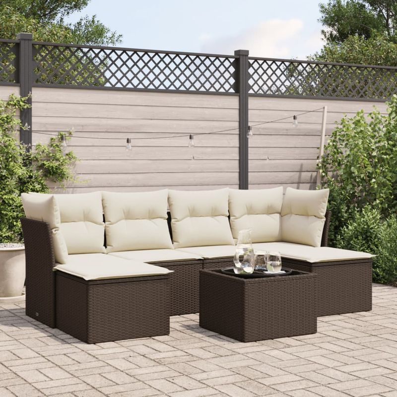 Casa si Gradina - Gradina si terasa - Mobilier exterior - Seturi mobila gradina - Set canapele de gradina cu perne, 7 piese, maro, poliratan - Infinity.ro