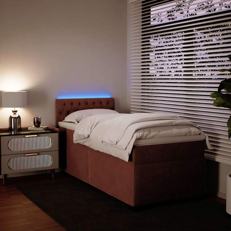 Casa si Gradina - Mobilier - Paturi si accesorii - Paturi - Pat box spring cu saltea, roz, 80x200 cm, catifea - Infinity.ro